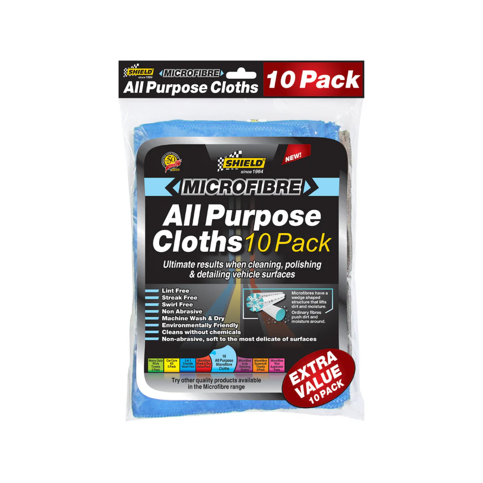 SHIELD MICROFIBRE ALL PURPOSE TOWELS 10 PACK